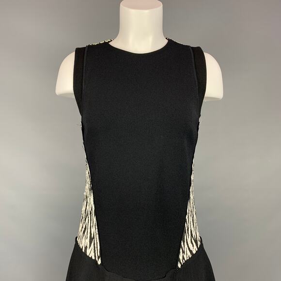PROENZA SCHOULER Size 6 Black & White Acrylic Blend Sleeveless A-line Dress - Picture 2 of 6